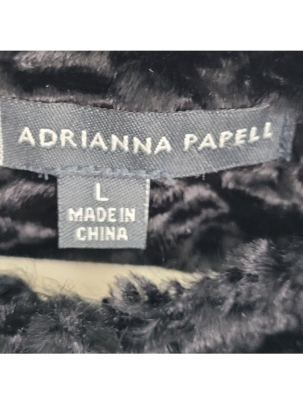Adrianna Pappell Textured Faux Fur Vest Knit Sweater Back Women's Large Black - Picture 7 of 7